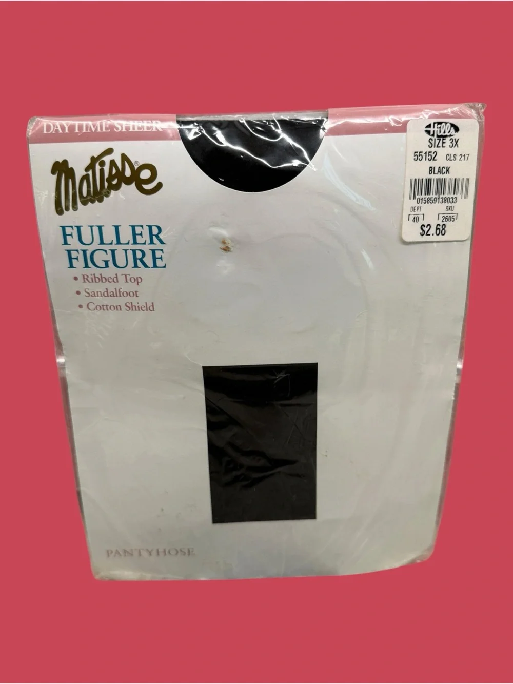 Vintage Matisse Fuller Figure Daytime Sheer Ribbed Top Pantyhose Size 3X Black